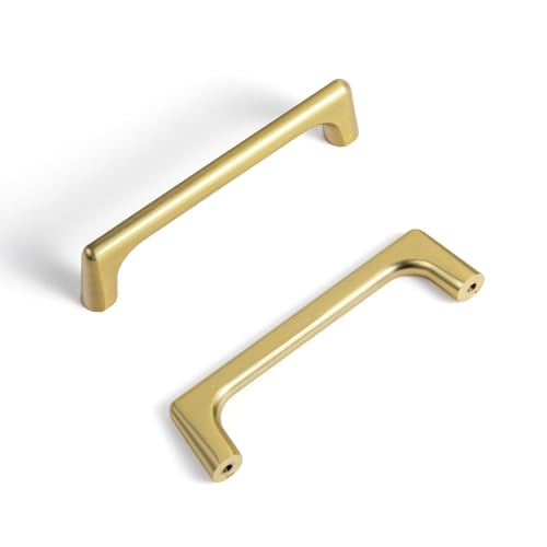 Goo-Ki Brushed Brass Cabinet Pulls with 3.8'' Hole Centers, Modern Style Zinc Alloy Cabinet Handles for Dresser,Wardrobe,Cupboard- 6 Pack - color: Brushed Brass, size: 3.8'' Hole Centers