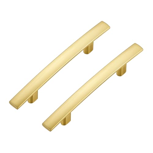 30 Pack Brushed Brass Cabinet Handles, 3" Hole Center Curved Pulls - color: Brushed Brass, size: 3" Hole Center