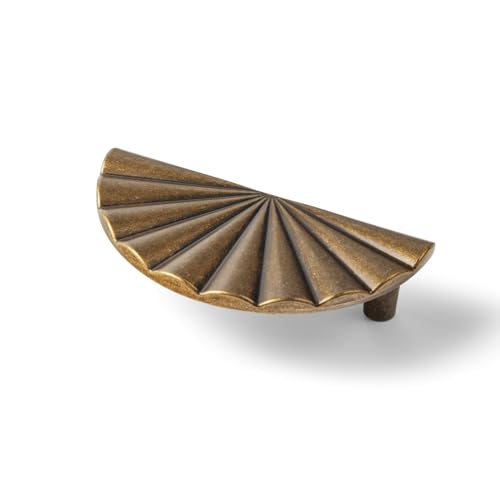 Goo-Ki 2.5''Hole Centers Antique Brass Cabinet Pulls, Accessible Luxury Zinc Alloy Drawer Pulls with Fan-Shaped - color: Antique Brass, size: 2.5'' Hole Centers Fan-Shaped Pull
