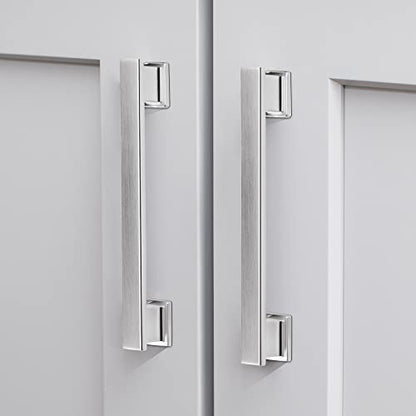 VEHCIL 20 Pack Brushed Nickel Cabinet Pulls,5 Inch(128mm) Kitchen Cabinet Handles, Drawer Pulls Handles for Kitchen Cabinets Hardware Cupboard Closet Bathroom Dresser, Solid Zinc Alloy - color: Brushed Satin Nickel, size: 5 Inch Hole Centers Pull