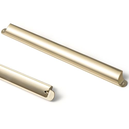 Goo-Ki Champagne Brozne Cabinet Cup Pulls 12-3/5" c-c Bin Drawer Pull Kitchen Hardware, 6 Pack Modern Zinc Alloy Bar Cup Handles for Cupboard - color: Champagne Bronze, size: 12.6 Inches Center-Center