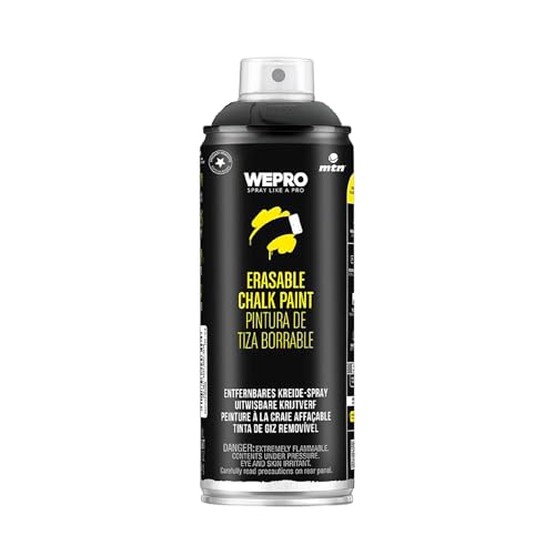 WEPRO MTN Water-Based Chalk Spray Paint – Black – 400ml – Matte Decorative Finish - color: Black