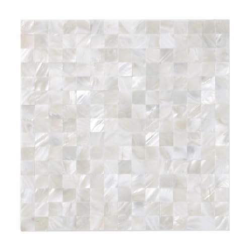 10 - Sheet Pearl Shells Tile Peel and Stick Backsplash, Self Adhesive Wall Tile for Kitchen, Bathroom, Bedroom (11.8"X11.8", White) - color: White