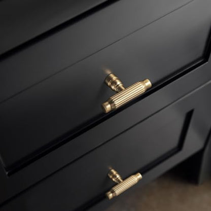 Goo-Ki 6 Pack Champagne Bronze Cabinet T-Bar Knob - Modern Vertical Groove Textured Grip for Kithcen Drawers & Cupboard - color: Champagne Bronze