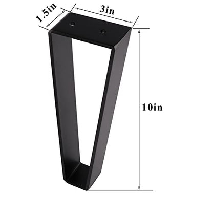 Osring 10 Inch Trapezoid Furniture Legs, Black Metal Coffee Table Feet 4pcs - color: Black, size: 10 Inch