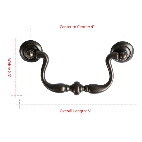 Oil Rubbed Bronze Drop Bail Drawer Pulls 4 Pack, 4" Hole Centers - color: Oil Rubbed Bronze