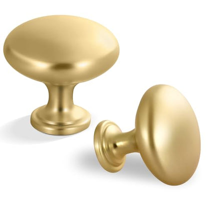 Lardmon 10 Pack Brushed Gold Round Cabinet Knobs 1.2 Inch(30.5mm) Dia. Mushroom Drawer Knobs Modern Single Hole Cabinet Pulls Solid Kitchen Knobs Cabinet Handles Kitchen Hardware for Dresser - color: Brushed Gold, size: 1.2 Inch Diameter, style: 10 Pack
