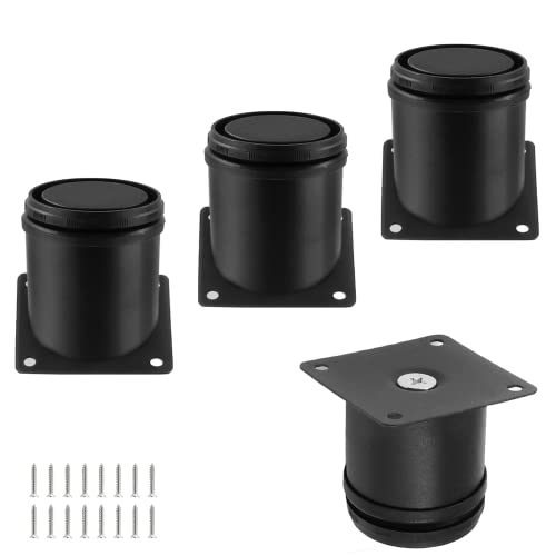 Set of 4 Adjustable Stainless Steel Furniture Legs 2.4 Inch Black - color: Black, size: 2.4 inch