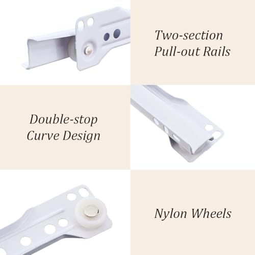 CRASPIRE 2 Pairs 12 Inch Drawer Slides White Coated Steel Drawer Track Removable Replaceable Bottom Mount Rails with Nylon Wheels Cabinet Slide Hardware Side Glides for Dresser Furniture Accessories - size: 11.81x0.71-1.18inch(30x1.8-3cm)