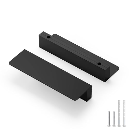 Peaha 10 Pack 3 Inch Black Cabinet Handles Finger Edge Pulls for Cabinets - color: Black, size: 3" Hole Center