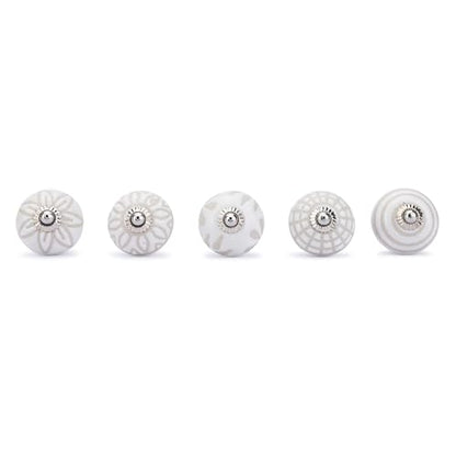 Ajuny White Ceramic Cabinet Knobs Handmade Drawer Pulls Set of 10