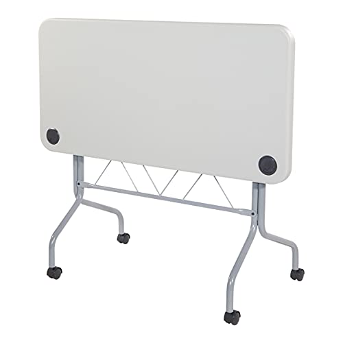 Office Star Resin Multipurpose Flip Training Table with Locking Casters for Home or Office, 4 Feet Light Gray - size: 4 feet