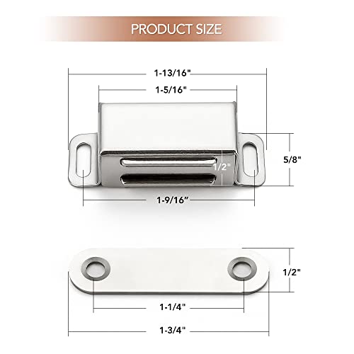 Ravinte Silver Magnetic Door Catch, Brushed Nickel Cabinet Magnets, 4 Pack - color: Satin Nickel