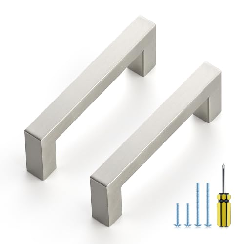 Ravinte Brushed Nickel Square Pulls Cabinet Handles,3-1/2 Inch,30 Pack - color: Brushed Nickel, size: 3-1/2 Inch Hole Center