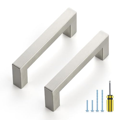 Ravinte Brushed Nickel Square Pulls Cabinet Handles,3-1/2 Inch,30 Pack - color: Brushed Nickel, size: 3-1/2 Inch Hole Center