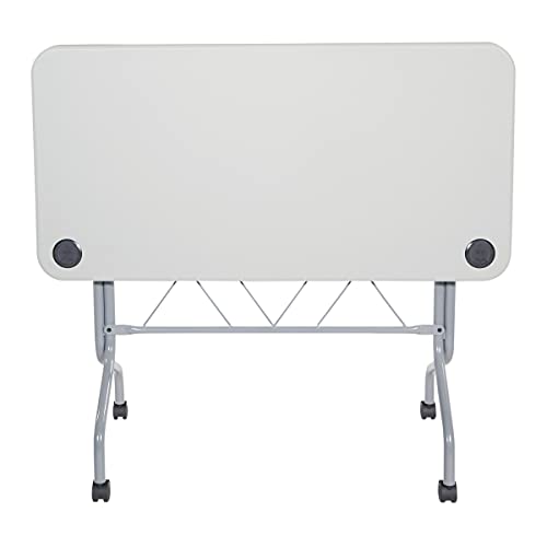 Office Star Resin Multipurpose Flip Training Table with Locking Casters for Home or Office, 4 Feet Light Gray - size: 4 feet