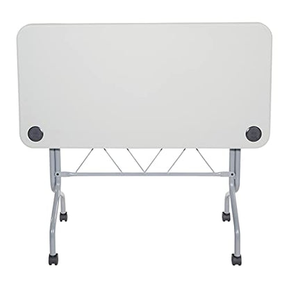 Office Star Resin Multipurpose Flip Training Table with Locking Casters for Home or Office, 4 Feet Light Gray - size: 4 feet