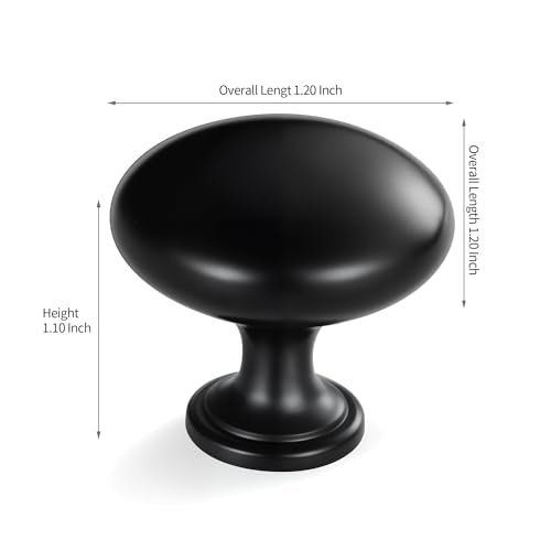Lardmon 10 Pack Matte Black Round Cabinet Knobs 1.2 Inch(30.5mm) Dia. Mushroom Drawer Knobs Modern Single Hole Cabinet Pulls Solid Kitchen Knobs Cabinet Handles Kitchen Hardware for Dresser - color: Matte Black, size: 1.2 Inch Diameter, style: 10 Pack