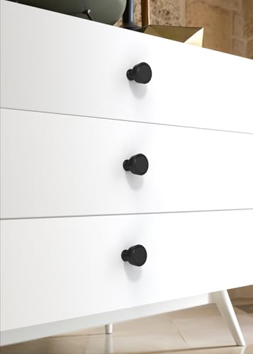 10 Pack Matte Black Cabinet Knobs 1-1/5 Inch(30mm) Single Hole Cabinet Pulls Round Kitchen Cabinet Knobs - color: Matte Black, size: Single Hole Knob