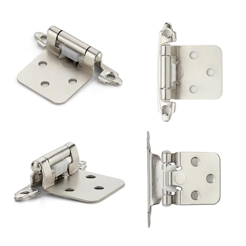 Brushed Nickel Cabinet Hinges, 1/2 Inch Overlay, 4 Pack(2 Pairs) - color: Brushed Nickel