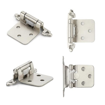 Brushed Nickel Cabinet Hinges, 1/2 Inch Overlay, 4 Pack(2 Pairs) - color: Brushed Nickel