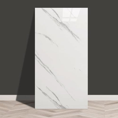Haimin Wall Panels Peel and Stick 10 Pieces 23.6x11.8in (19.4 Sq. Ft. Coverage) Lightweight Backsplash Marble Look Tile (not Real Marble) Ideal for Kitchen Bathrooms Living Rooms Bedrooms (White-JSB) - color: White-JSB