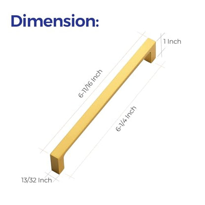 Ravinte Brushed Brass Solid Pulls Cabinet Handles 6-1/4 Inch 30 Pack - size: 6-1/4 Inch Hole Center