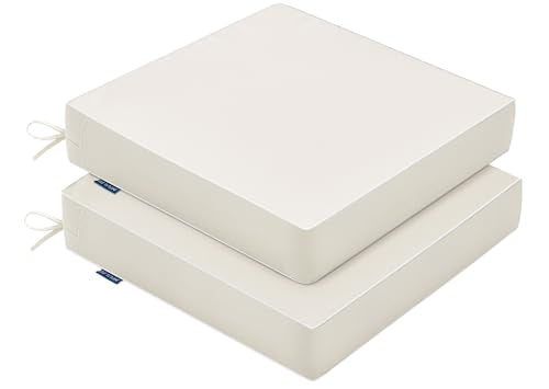 MIULEE Cream White Outdoor Cushions 2 Pack,19x19x3 Inch Waterproof Cushions - color: Cream White, size: 19 x 19 x 3 Inch