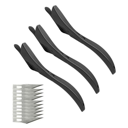 3PCS Car Wrapping Paper Cutter with 10 Replaceable Blades (Black) - color: Black