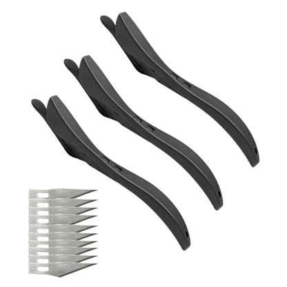 3PCS Car Wrapping Paper Cutter with 10 Replaceable Blades (Black) - color: Black