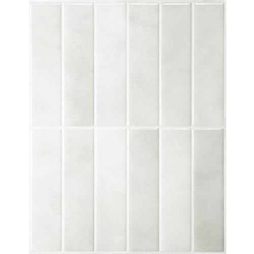 Smart Tiles Peel and Stick backsplash, Stacked White & Grey, 11.43"x9" - color: White & grey
