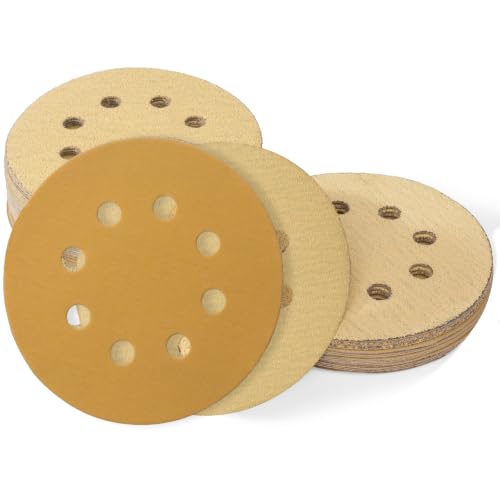 50 PCS 5 Inch 8-Hole Hook and Loop Sanding Discs Assorted 40 60 80 120 150 180 220 320 400 600 800 1000 Grit Aluminum Oxide Sandpaper for Random Orbital Sanders - style: 50 PCS 40-1000 Grit
