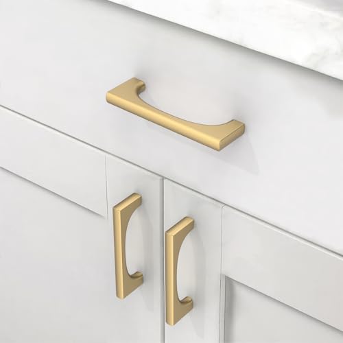 Asidrama 10 Pack 3 Inch(76mm) Champagne Bronze Cabinet Pulls Kitchen Cabinet Handles Champagne Gold Hardware for Cupboard Drawer Pulls 2321 - color: Champagne Bronze, size: 3" Hole Center, style: 10 Pack