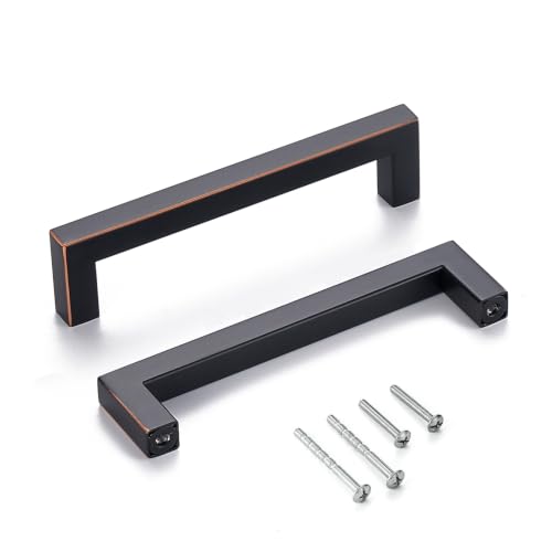 20 Pack 5 Inch Drawer Pulls Oil Rubbed Bronze Cabinet Pulls Square Handles for Cabinets,Dresser,Cupboard,Stainless Steel Kitchen Handles Hardware - color: Oil Rubbed Bronze, size: 5 Inch Hole Centers