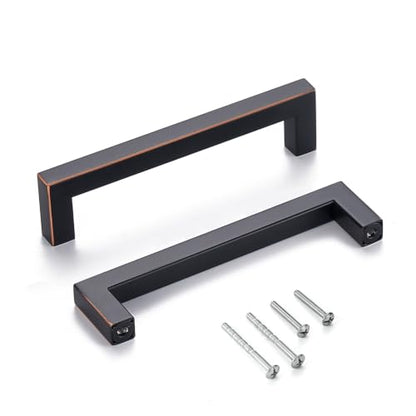 20 Pack 5 Inch Drawer Pulls Oil Rubbed Bronze Cabinet Pulls Square Handles for Cabinets,Dresser,Cupboard,Stainless Steel Kitchen Handles Hardware - color: Oil Rubbed Bronze, size: 5 Inch Hole Centers