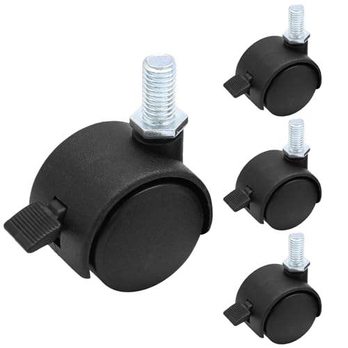 1 Inch Swivel Caster Wheels with Brake, 4pcs, M8 Threaded Stem - style: 1 Inch with Brake-M8 Threaded Stem