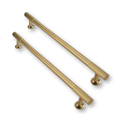 2 Pack 8 Inch(203mm) Hole Center Brushed Brass Cabinet pulls Kitchen Handles Solid Heavy Duty Brushed GoldCabinet Pull Kitchen Hardware - color: Brushed Brass, size: 8 Inch(203mm)Hole Center