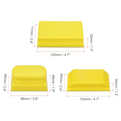 HARFINGTON 3pcs Hand Sanding Blocks Rectangle with Hook and Loop Backing