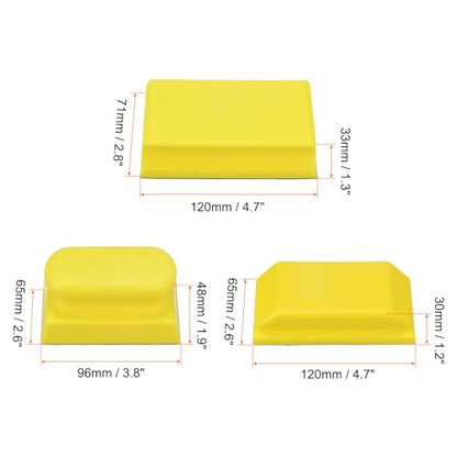 HARFINGTON 3pcs Hand Sanding Blocks Rectangle with Hook and Loop Backing