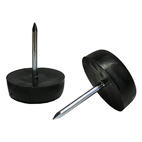 17mm Black Nylon Furniture Sliders Nail-On - Chair Leg Floor Protectors - Glides With Nail Head for Chair, Table Leg Feet (Flat Bottom, 100 Pcs) - size: 17mm