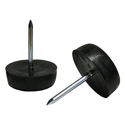 17mm Black Nylon Furniture Sliders Nail-On - Chair Leg Floor Protectors - Glides With Nail Head for Chair, Table Leg Feet (Flat Bottom, 100 Pcs) - size: 17mm