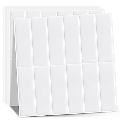 Peel and Stick Backsplash for Kitchen,New Upgrade 12" x 12" Large Premium Kitchen Backsplash,Stick on Subway Tile Peel and Stick Backsplash,White 10-Sheet. - color: White