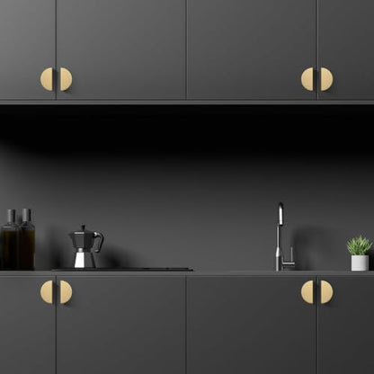 QOGRISUN 5-Pack Solid Brass Gold Drawer Pulls, Half Moon Cabinet Handles - size: 3 Inch Hole Centers