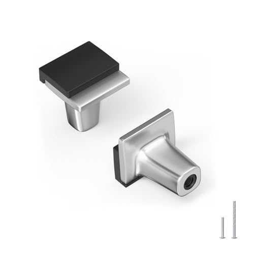 Rergy 25 Pack Black and Brushed Nickel Cabinet Knobs Sliver Cabinet Knobs - color: Black&Brushed Nickel, size: Single Hole Center