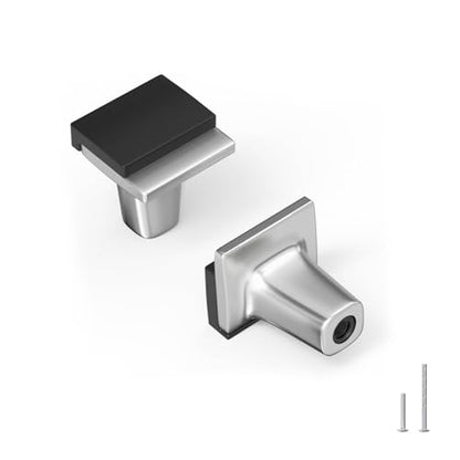 Rergy 25 Pack Black and Brushed Nickel Cabinet Knobs Sliver Cabinet Knobs - color: Black&Brushed Nickel, size: Single Hole Center