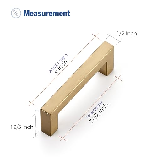 Ravinte Champagne Bronze Square Pulls Cabinet Handles,3-1/2 Inch,30 Pack - color: Champagne Bronze, size: 3-1/2 Inch Hole Center