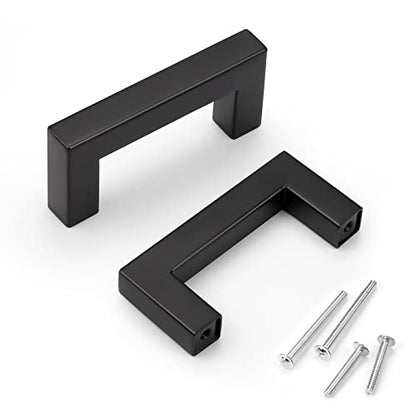 KNOBWELL 20 Pack| 2-1/2 inch Dresser Drawer Pulls Matte Black, 64mm Modern Square Slim Knobs and Pulls for Kitchen Cupboard Bathroom Bedroom Vanity Chest Furniture Pulls - color: Matte Black, size: Hole Center:2-1/2 inch(64mm)