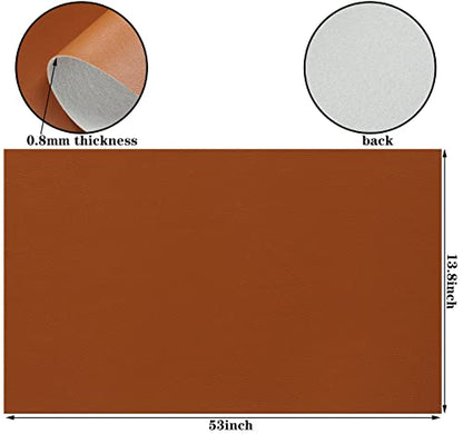 Picheng Smooth Faux Leather Sheets: 13.8"X53" Solid Soft Faux Leather Roll - color: Brown