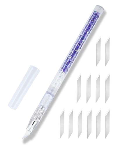 Exacto Knife Set, Bling Hobby Knife Pen with Blade Refills, Craft Cutting Tools for Scrapbooking Stencil Washi Tape Sticker Cutter, Purple - color: Purple