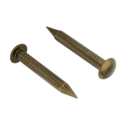 Antique Solid Brass Escutcheon Pins - 1/2" Long - Pack of 100 - Small Round Head Nails - Decorative Nails for Wood - EP1-BAB - color: Antique Brass